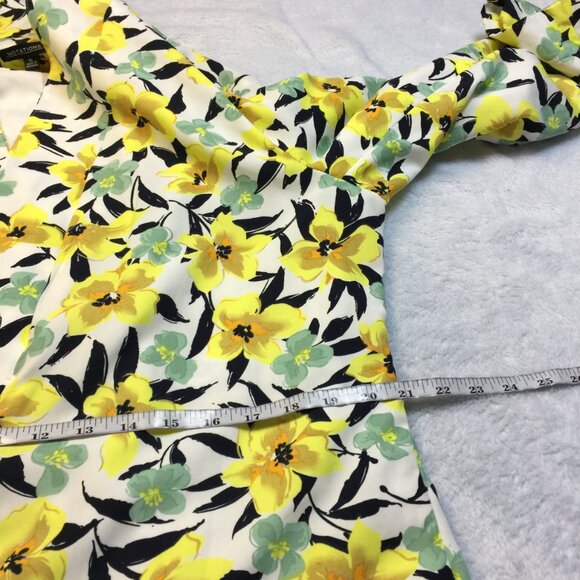 Like new! Notations Blazer Jacket XL Yellow Floral Long Sleeve Open Front Lined - Picture 13 of 15